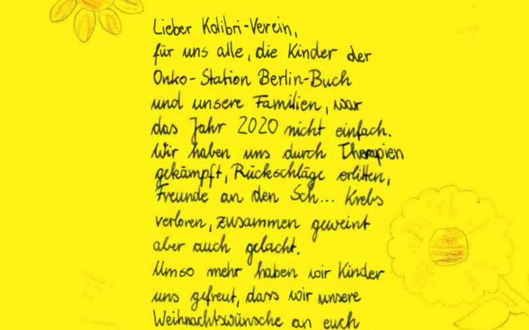 Ein Brief von der Kinderkrebsstation